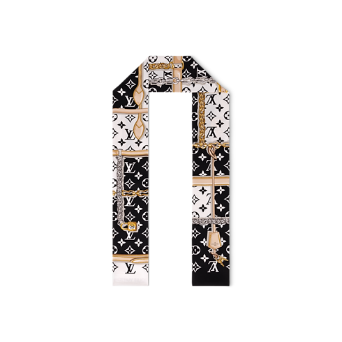 LOUIS VUITTON silk Monogram Confidential Bandeau scarf M78656 Black White